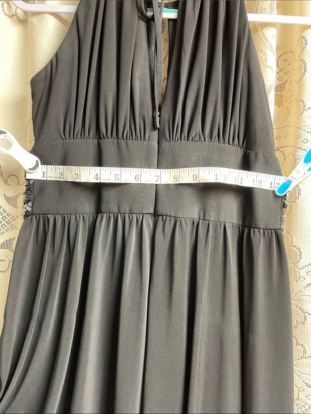 R & M Richards Black Beaded Halter Maxi Dress Size 4 - Picture 9 of 9